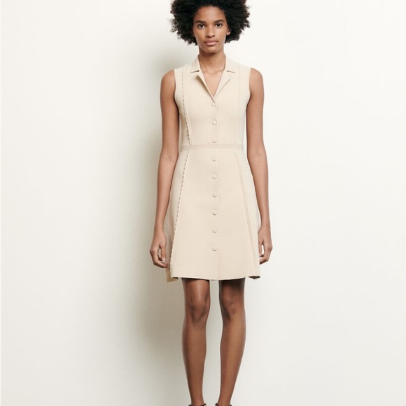 Knitted Dress With Tailored Collar 